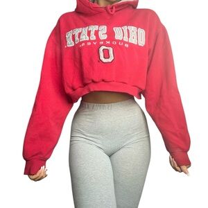 Ohio State University Buckeyes Reworked Custom Crop Hoodie